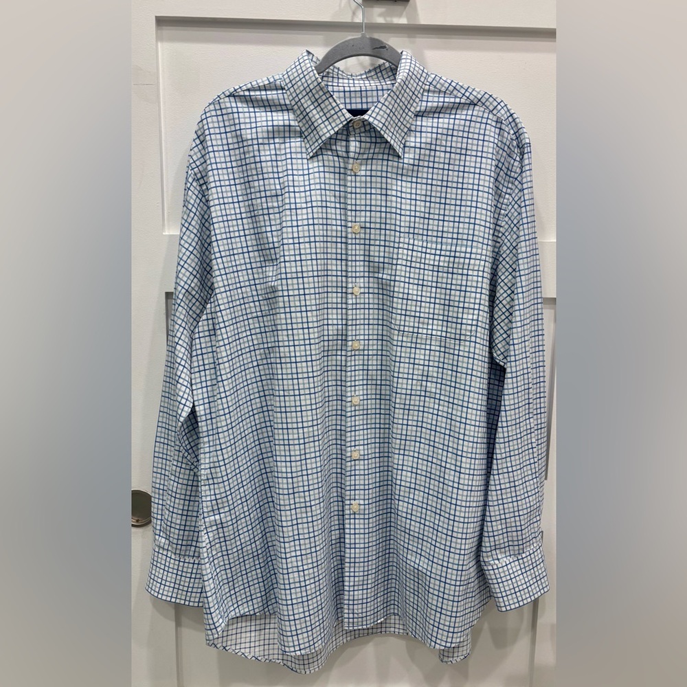 Scott Barber Men’s Blue and White Plaid Button-Down Shirt